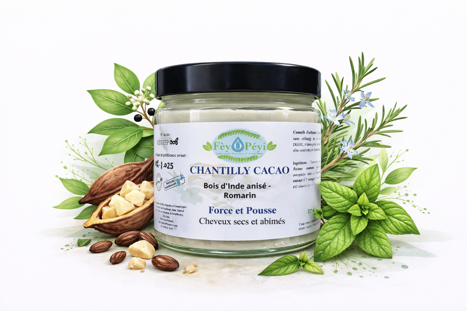 Chantilly capillaire au Cacao, Bois d'inde, Romarin